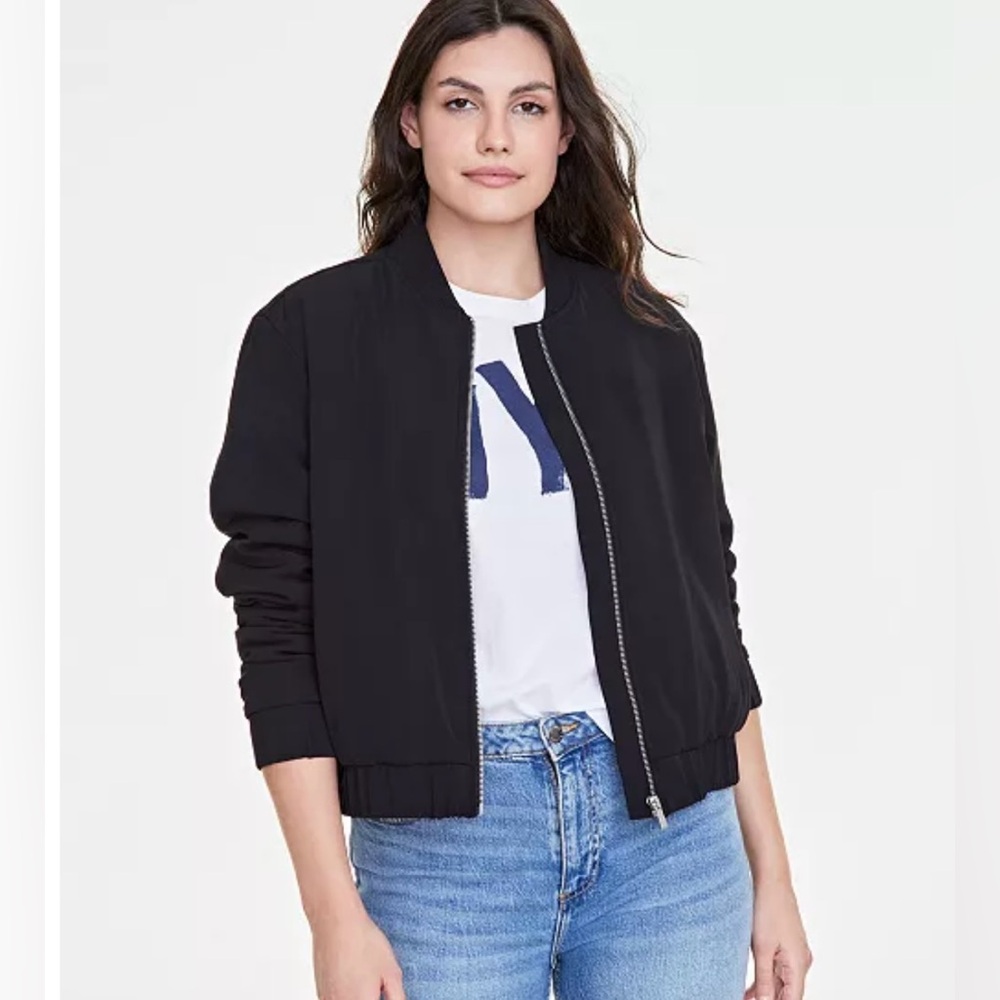 On 34th Twill Bomber Jacket In Black Size Medium‎ Women’s New With Tags